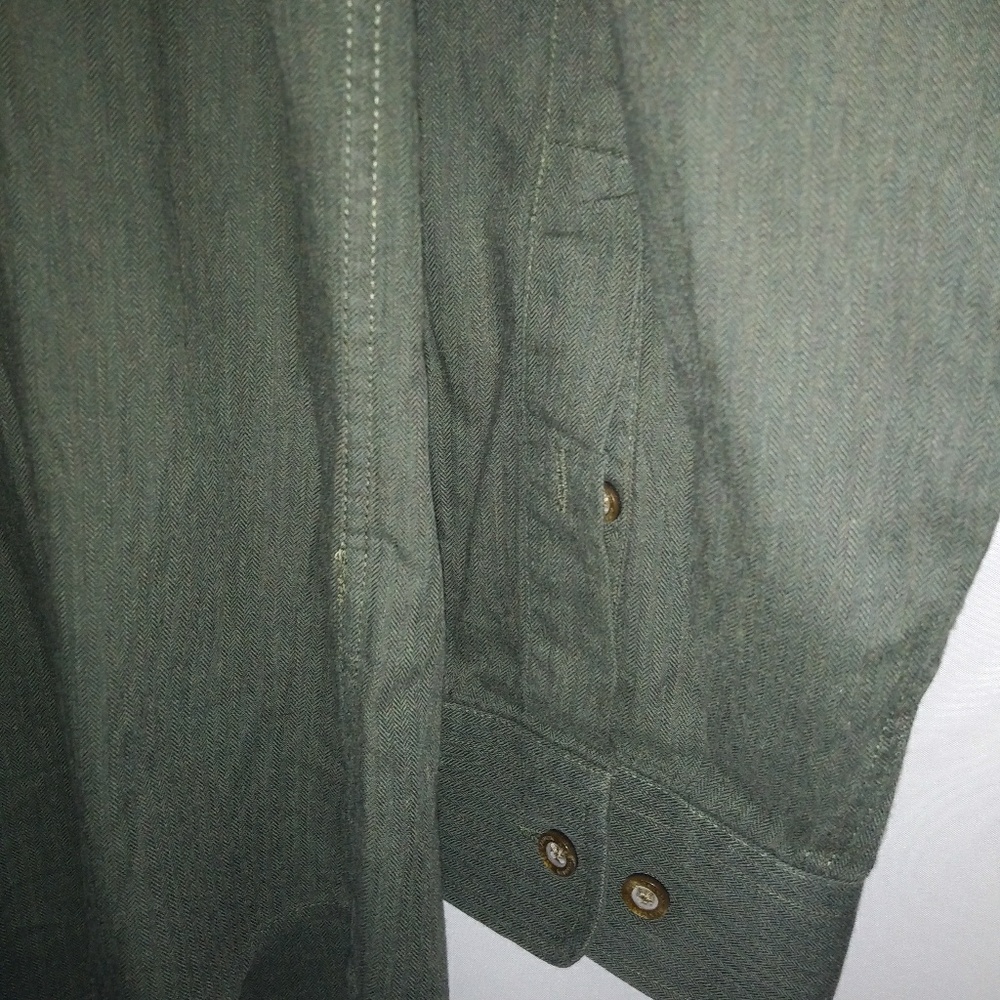 Men's Alex Cannon Dark Olive Dress Shirt Sz L - Picture 2 of 4